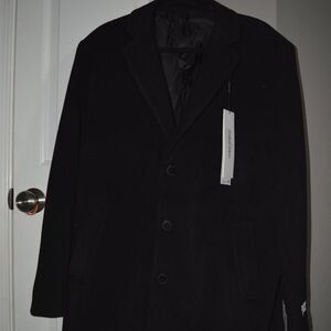 NWT Calvin Klein Men's Prosper Wool-Blend Slim Fit Overcoat Black 44S MSRP $395